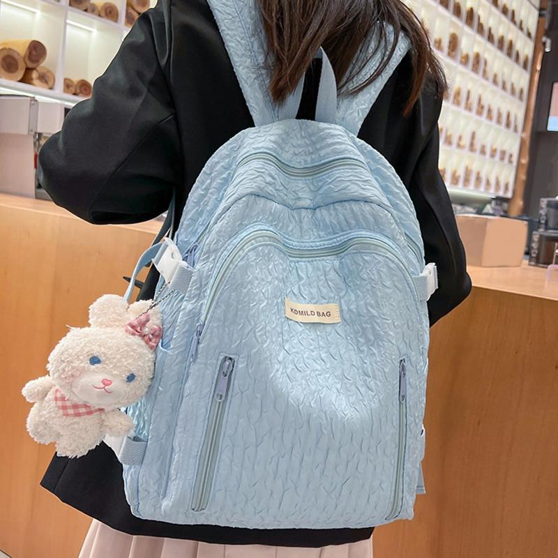 Students Backpack Large Capacity Waterproof Fashion Letter Solid Color Girls Teenage Casual Schoolbag Bookbag School Supplies