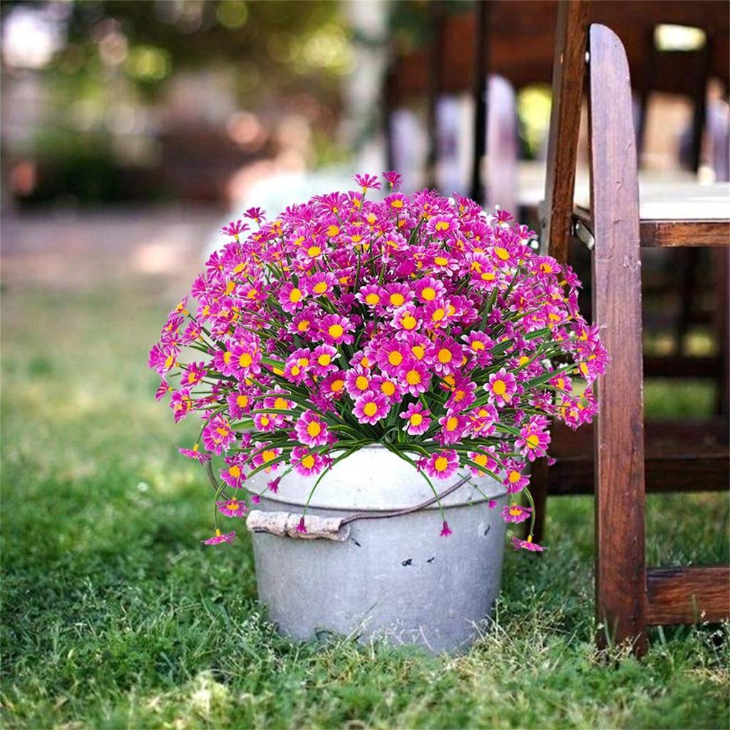 Artificial Daisy Flowers Decor UV-Resistant No Fading Non-Peeling for Gardening Patio Balcony Terrace