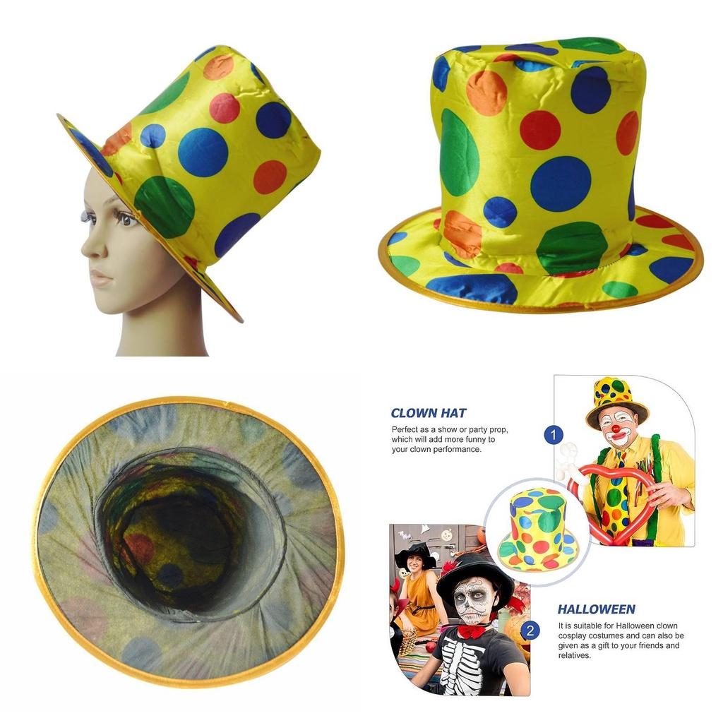Halloween Party Performance Hat Clown Polka Dot Top Hat Magic Jazz Hat High Top Hat