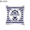 Home Decor Compass Anchor Pillow Cover Blue Mediterranean Cushion  Sofa Chair Car Office  Ornament 40x40cm 45x45cm