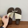 Set Of Toe Slippers Outer Wear Summer New Korean Version Linen Vacation Style Retro Cool Slippers Flat Bottom Seaside Beach