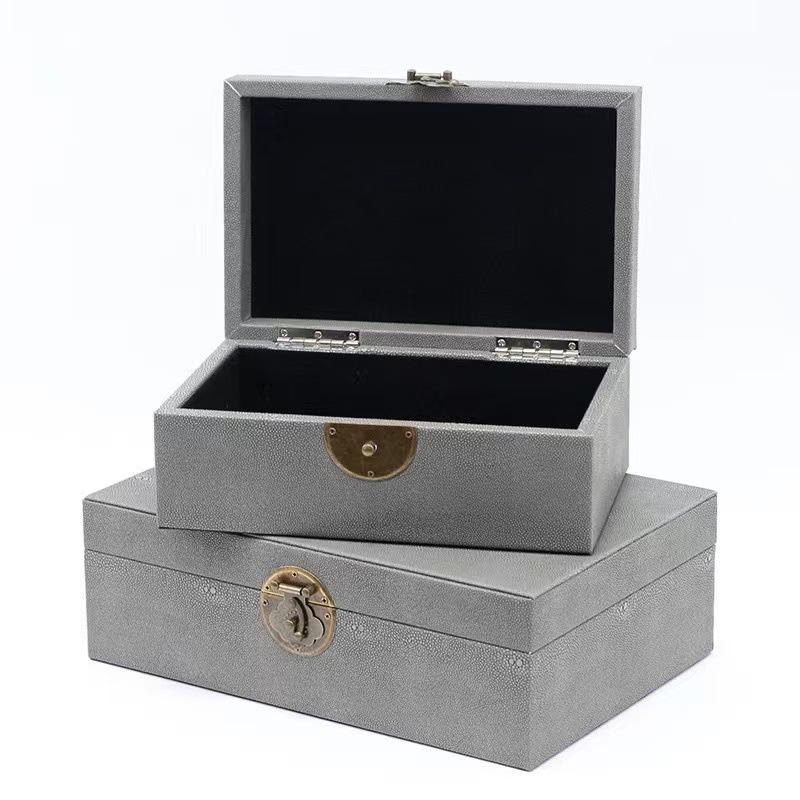 Chinese Style Lock Buckle Jewelry Boxes Leather Cosmetic Jar Dresser Table Desk Decoration Home Exquisite Jewelry Storage Jar
