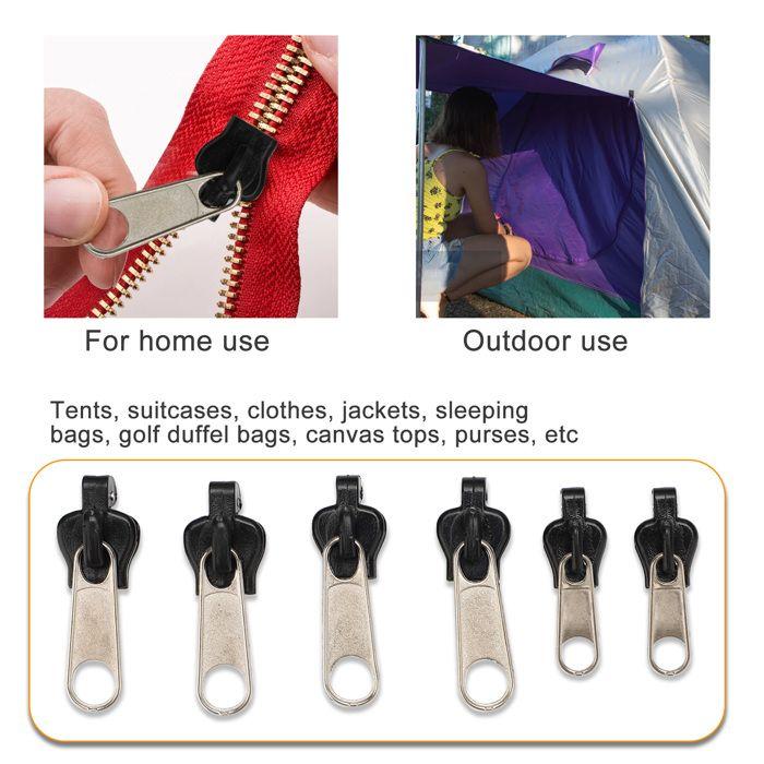Zipper Repair Kit - Fixer - 6 Pieces - Universal - Metal - Black