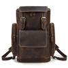Male Leather Backpack  Top Layer Cowhide Leather Double Shoulder Bag Retro Stylish Business Men's Laptop Backpack 15.6" Bagpack