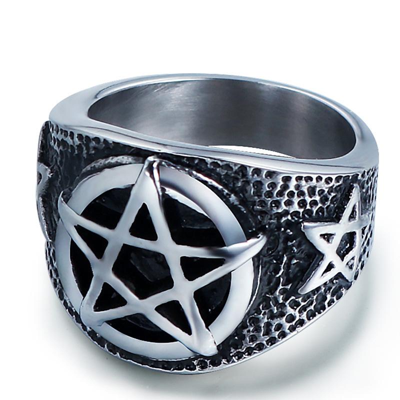 European and American Fashion Creative Five-pointed Titanium Steel Ring Men's Trend Vintage Casting Ring Jewelry 2026