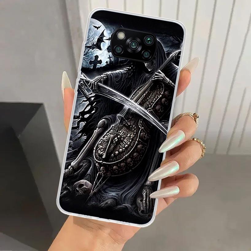 Grim Reaper Skull Skeleton Phone Case for Xiaomi Poco X5 X6 X7 Pro F7 Ultra M7 Redmi 15 15C 13 13C 12 12C 10 10A 10C 9 9A 9C 9T