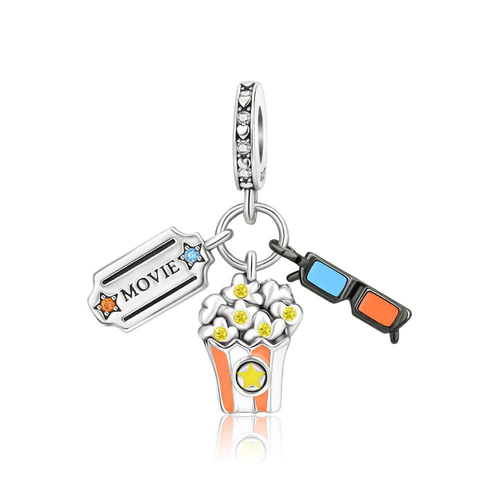 DIY Beaded Bracelet Charms Handmade Food Theme Jewelry With Enamel Hamburger Fries Fried Chicken Beer Pendant