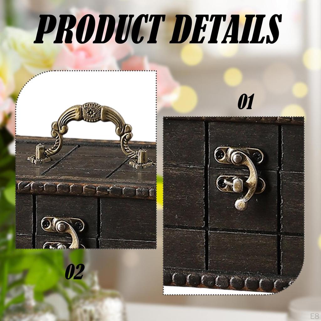 Retro Wood Trinket Box Jewelry Display Case Keepsake Chest Versatile Portable Accessory for Little