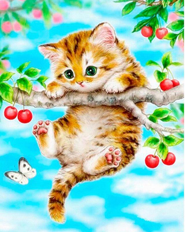 

5D DIY Алмазная картина Розовый Большой туман Полный дрель Площадь Рукоделие Искусство Алмазная вышивка Бабочка Кошка Животное Набор для вышивки крестом Украшение дома Full Square 20X30CM светло-синий