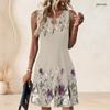 Women Plus Size Sleeveless Round Neck Keyhole Heart Printed A Line Dress Red White Pink