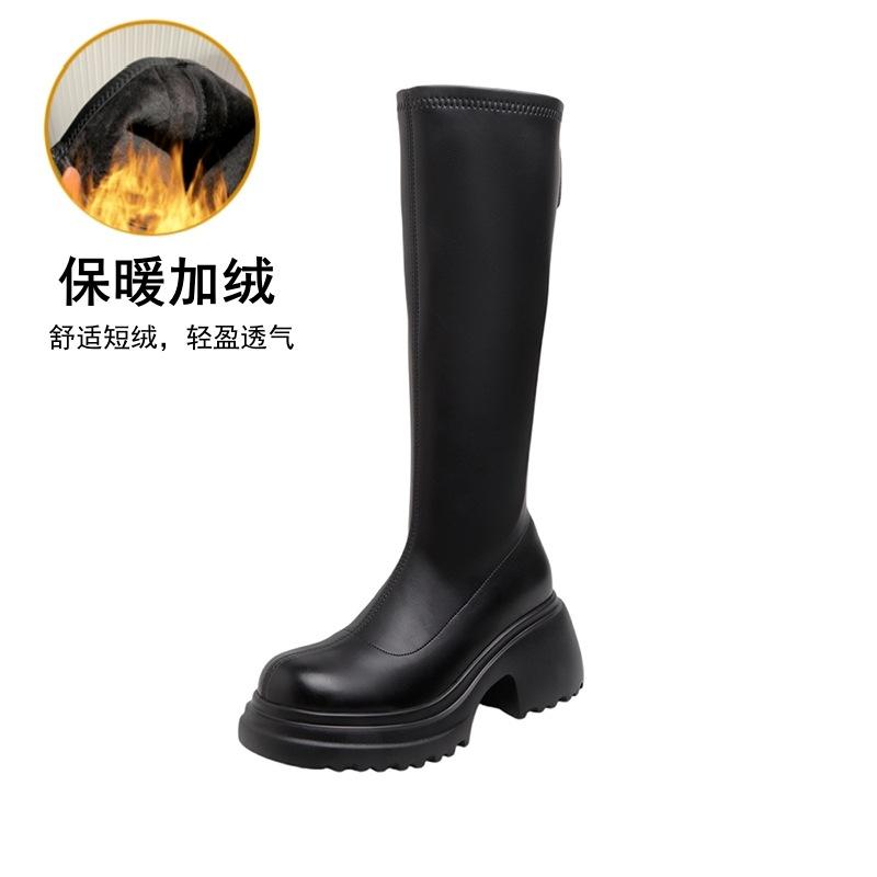 Neue Spot Stiefel 2025 Stiefel Vielseitige Plateauabsätze Braun Hohe Stiefel Vielseitige Stiefel Weiblicher Ritter