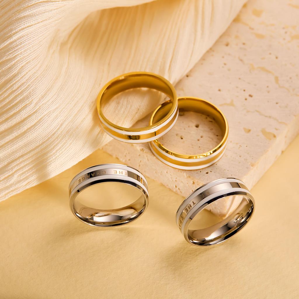 Emotionaler Ring aus Titanstahl für Damen und Herren, geeignet für Frauen und Männer, emotionaler Schmuck, 4 mm polierter Verlobungsring aus Titanstahl