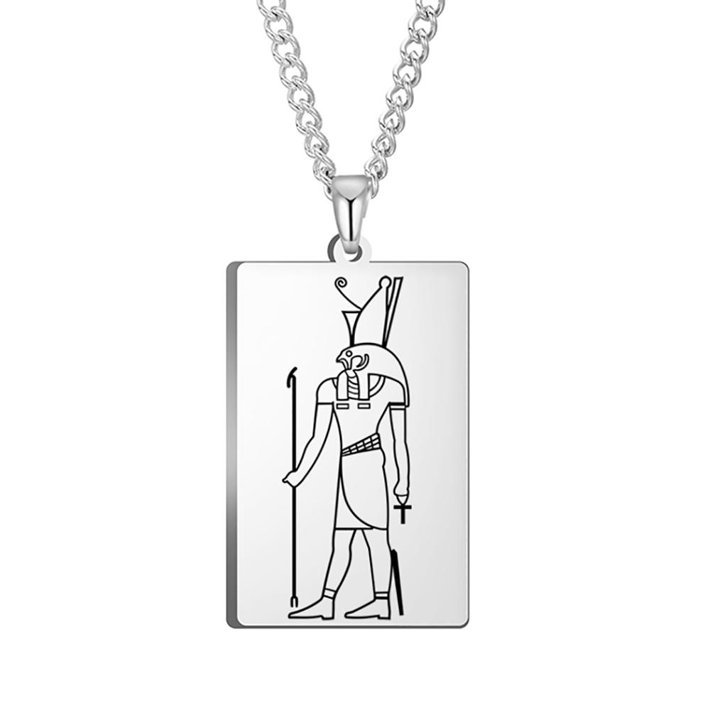 Dawapara Ancient Egyptian Deity Pendant Necklace God Horus Anubis Goddess Isis Amulet Stainless Steel Jewelry