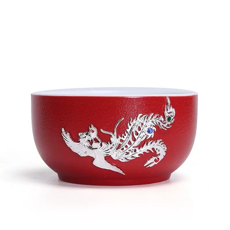 

Jing Cha Cup-Ceramic Mouth Modification Set, Red Tea Cup, High Grade Cover Bowl, Wedding Pair, Newly Married