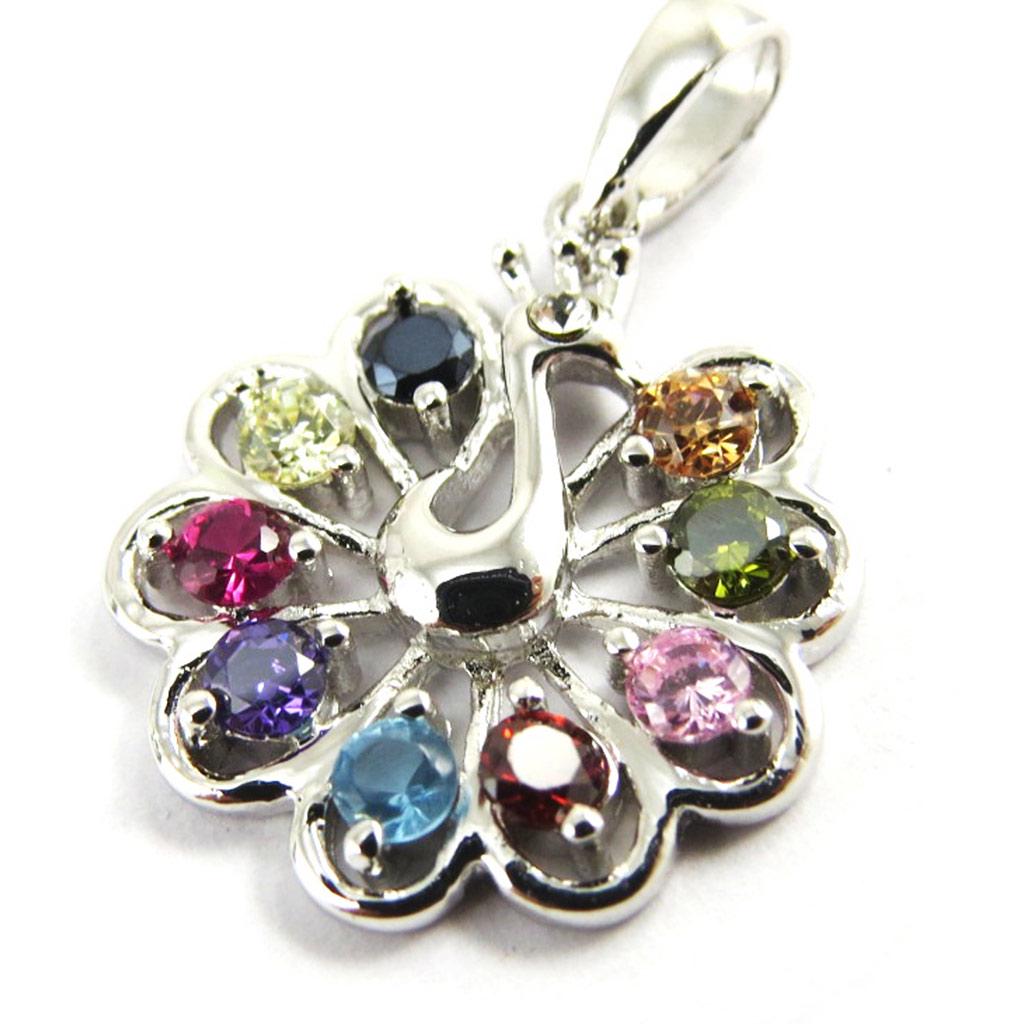 Les Trésors De Lily [M1734] - Stříbrný přívěsek 'Peacock' tutti frutti