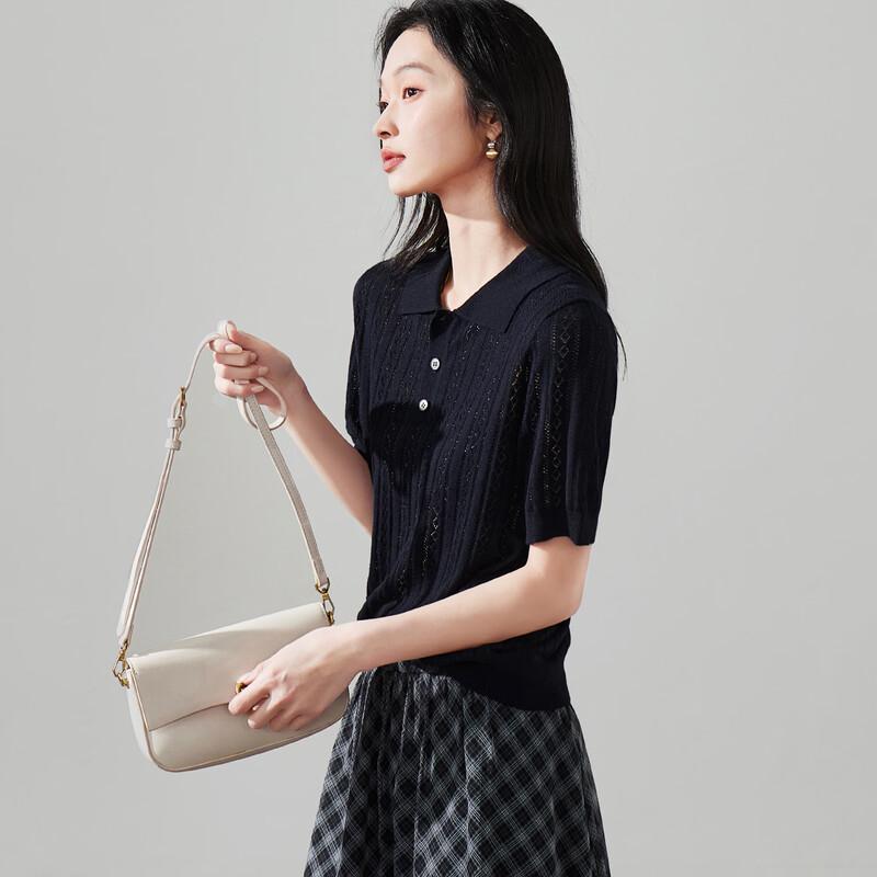 SOFSIL Women's Polo Ribbed Knit Short Sleeve Top