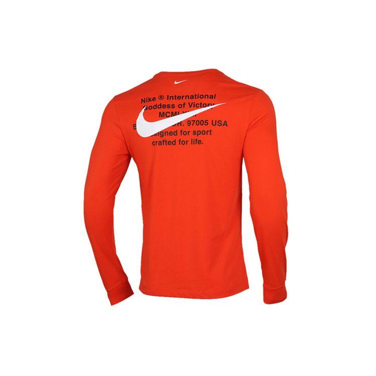 Nike Double Swoosh Crew Neck Long Sleeve T-Shirt Men Tops Orange CK2260-891