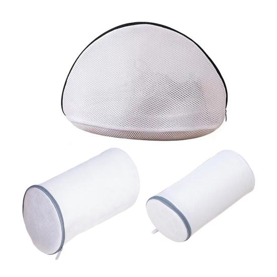 Sac de Lavage pour Chaussures Fermeture Éclair Design Cylindrique Double Couche Maille Durable Machine à Laver Filet de Lavage pour Chaussures