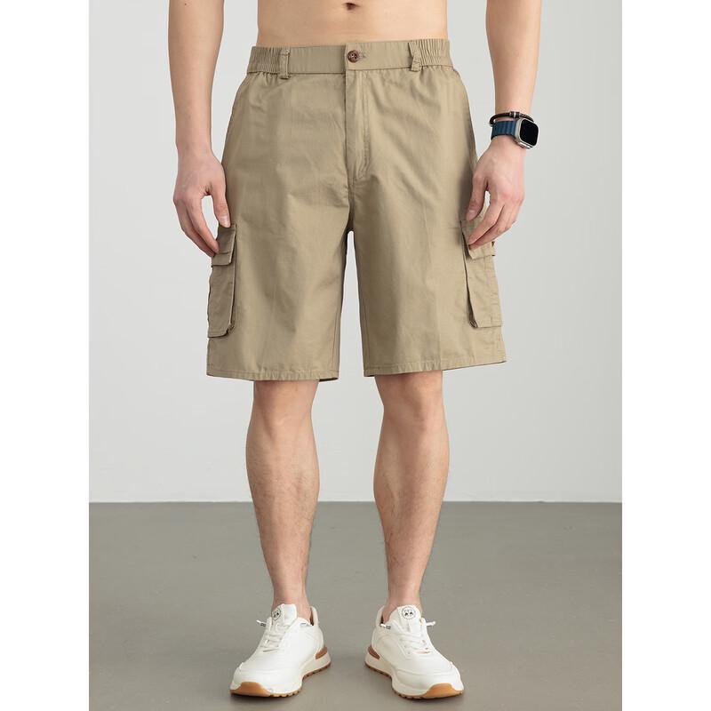 Hengyuanxiang Men's Pure Cotton Loose Cargo Shorts