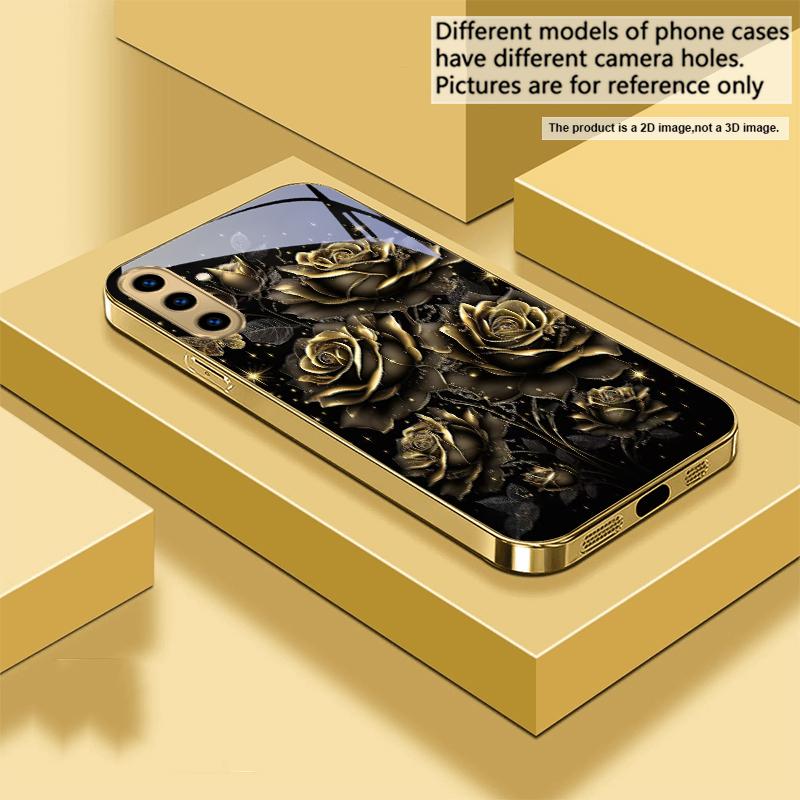 Jewel like brilliance For Samsung A 01 52S A04 A05S A10 A12 A13 22 23 24 36 42 M02 Note 10 20Ultra 8 9 Golden glass phone case