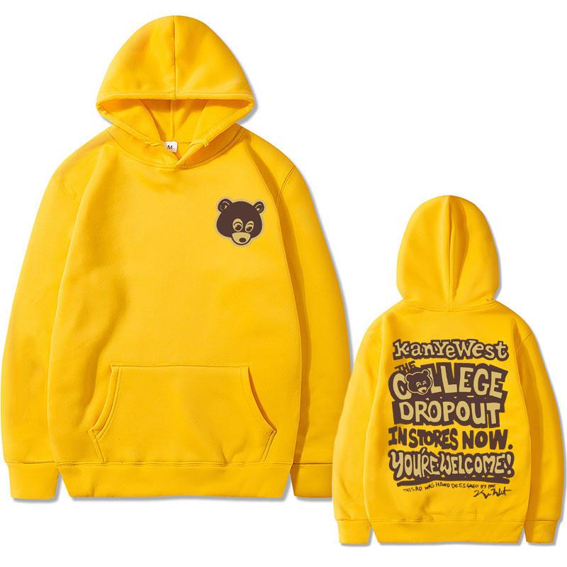 Legjobb Híres Kanye West The College Dropout Grafikus Kapucnis Pulóver Férfi Női Hip Hop Rap Vintage Kapucnis Pulóverek Férfi Alkalmi Túlméretezett Ruházat
