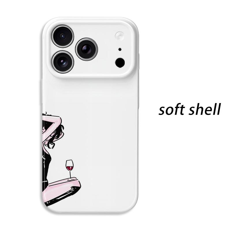 Wine Chill Black Pink Comic Art Film Aesthetic Protective Shockproof Bumper Phone Case Cover For iPhone 14 15 16 Pro Max Plus