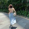 Beach Resort Camisole Dress for Women In Summer, Shoulder Length, Waist Up, Backless Skirt with Straps, A-line Skirt