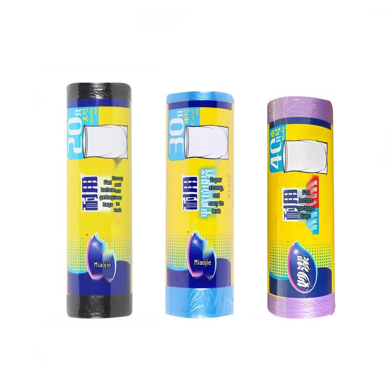 Miaojie Tear-Off Flat Garbage Bags – Puncture-Resistant, Thick, Large Size for Home or Dorm Use.