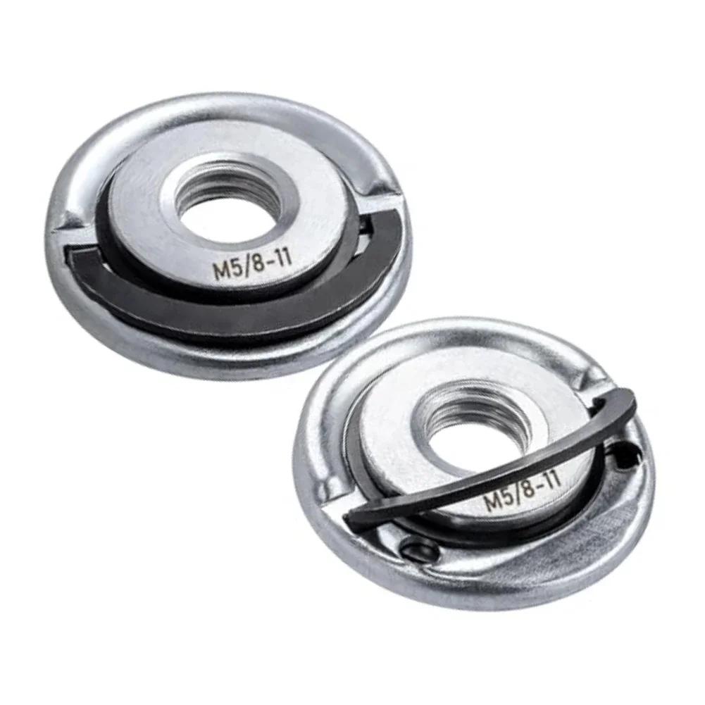 2x Quick Release Self-Locking Flange Nut for 5/8-11 Angle Grinder, Steel Pressing Plate for Fast Disc Changes, 12000 RPM, 48.5mm