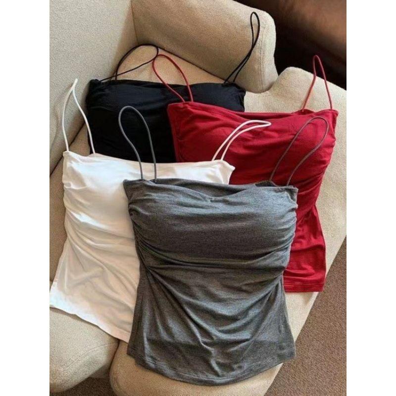 

Pure Desire Ruched Summer Sweet and Spicy Style Sleeveless Camisole White All yards(40.00 kg-67.50 kg)