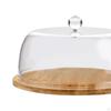 Bamboo Cake Stand with Dome Bread Storage Appetizer Plate Holder Serving Tray for