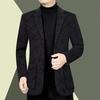 Men Jacket Turn-down Collar Long Sleeve Pockets Single-breasted Thick Warm Cardigan Loose Plus Size Mid Length Casual Business Style Men Coat