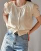 Not Eight Round Summer Waffle Short Sleeve Knit Cardigan Cream
