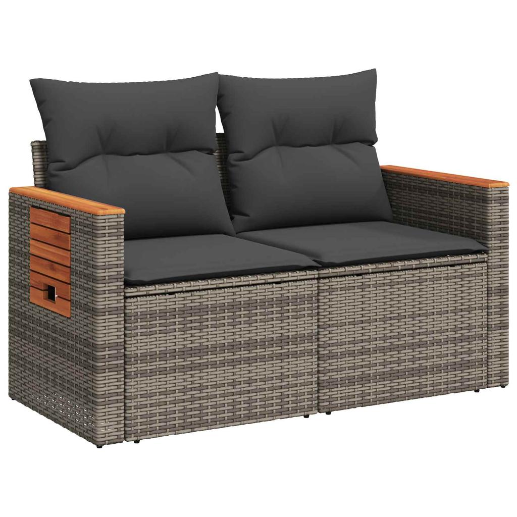Sofa Set 8 Pieces Gray and Dark Gray Poly Rattan and Steel