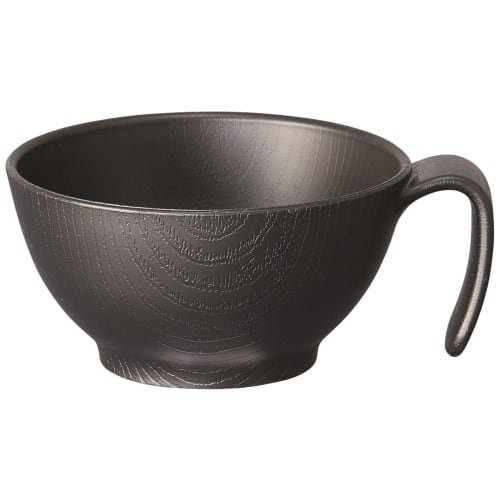 

Skater Wood Grain Easy to Hold Soup Bowl 340ml with Handle Black Made in Japan NBLS2H