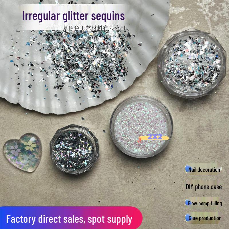 

High-Shine Iridescent Nail Art Accessories: Handmade Quicksand Mahjong Filling Glitter 5 mL
