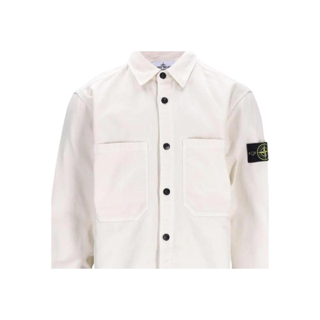 STONE ISLAND Badge Pointed Collar Button Long Sleeve Shirt Men Shirts K2S151200025S0184-V0193