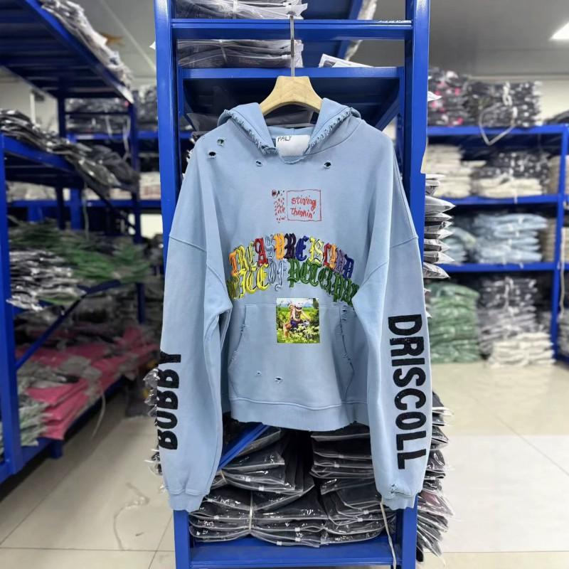 Paly Hollywood SS26 Loose Drop Shoulder Hoodie Mens Washed Faded Cotton Sweatshirt