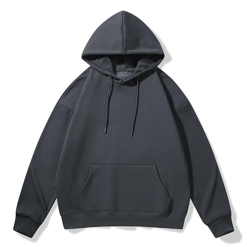 Pure Cotton Hooded Sweatshirt Men's Solid Color Loose Large Size Casual Sports Plus Velvet Thickened Sweatshirt Hooded Pullover