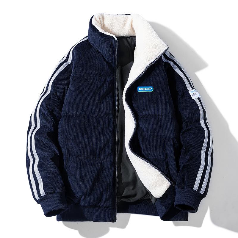 

Down jacket men s winter wear trend stand-up collar thickened warm corduroy fashion versatile youth bread jacket jacket 4XL