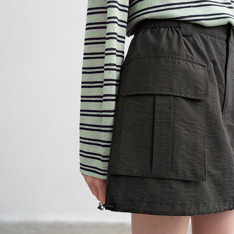 Chuyu Women's 2026 Spring Workwear Slub Cotton Short Skirt