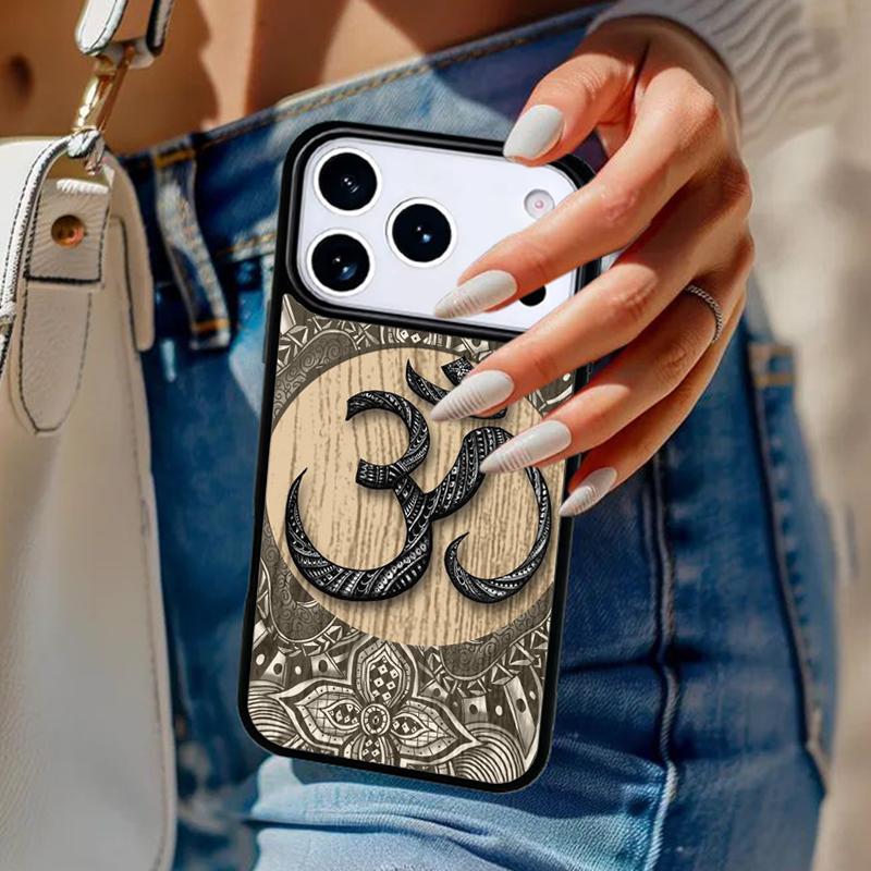 Aum Om Namaste Symbol Floral Zen Yoga Phone Case For iPhone 17 Air 14 15 13 12 Max Cover For Apple 16 16e 11 Pro Max Plus Coque