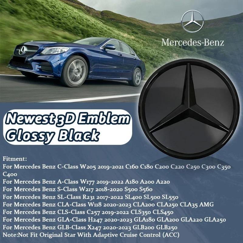Neuestes 3D-Stil Auto Frontgrill Stern Emblem Logo Plakette für Mercedes Benz W205 W177 W217 R231 W118 C257 H247 X247