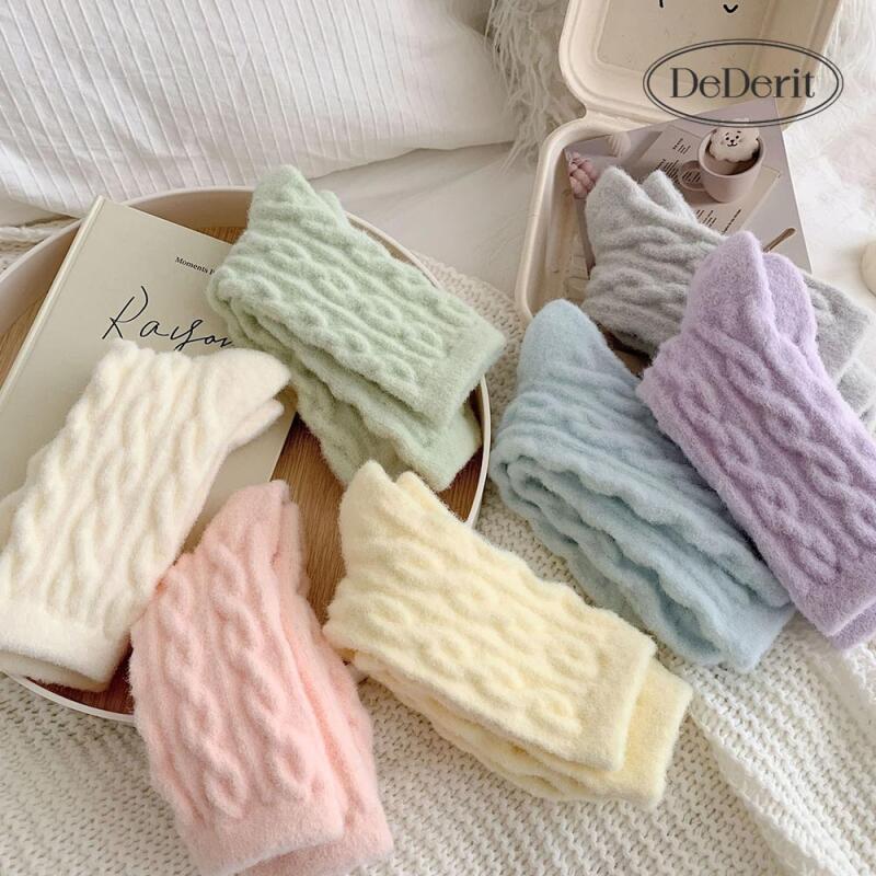 Pastel Twist Winter Thick Knit Women s Sleep Socks 06. Purple Twist Socks