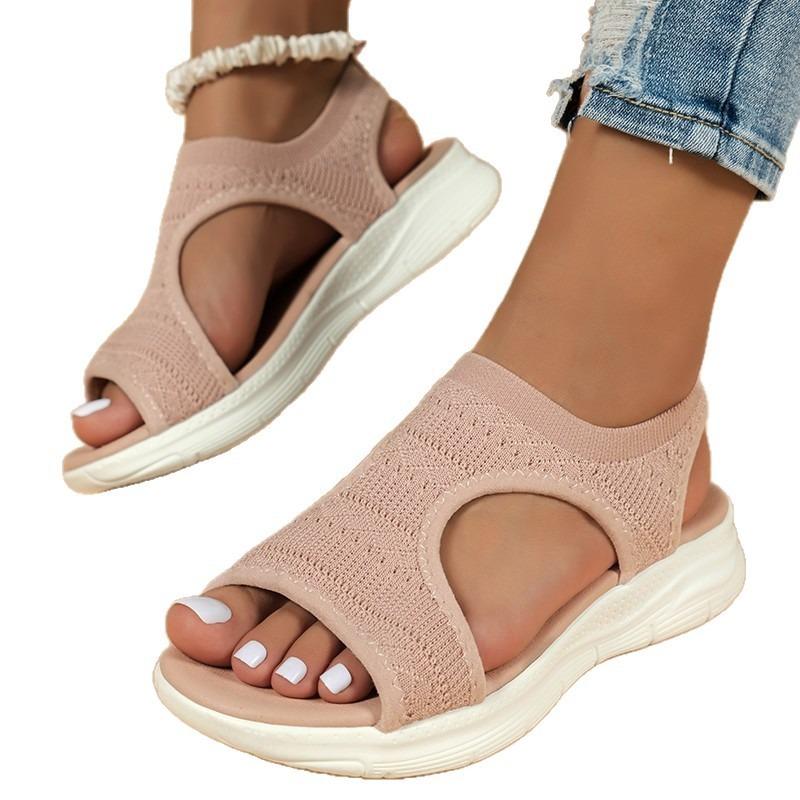 Sandals Women's Autumn and Summer Mesh Thick-soled Foot Cover Fish Mouth Flying Weaving Casual Sports Large-size Women's Shoes