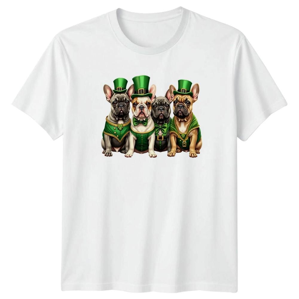 Four French Bulldogs Wearing St Patricks TShirt French Bulldog Dogs S