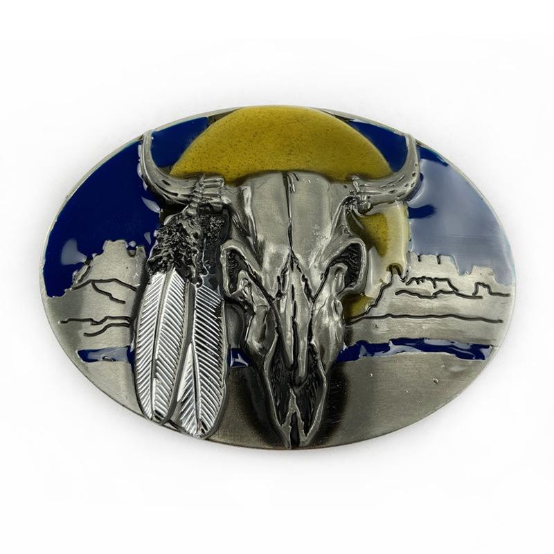 Ethnic Totem Bull Skull Belt Buckle - European and American Style