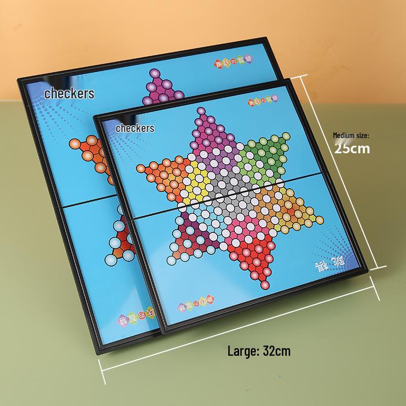 Foldable Magnetic Checkers: Portable Educational Game Board for Kids 25x25 Board