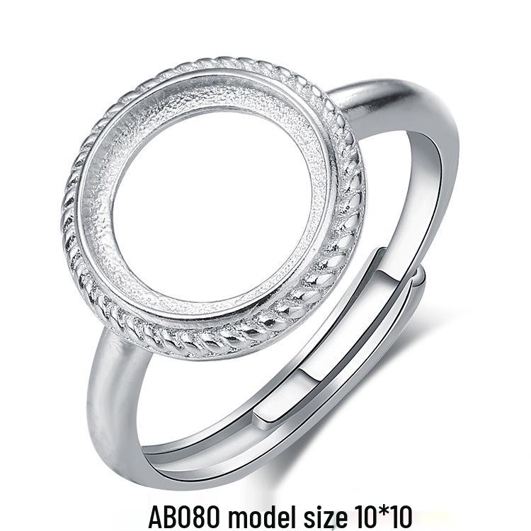 925 Silver Plated Open DIY Ring Base with Amber Gemstone for Women