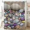 Beach Pebble Shower Curtain - Vibrant Coastal Stone Art For A Waterproof And Unique Bathroom Dcor Set